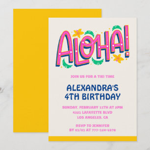 Invitations de 4ème anniversaire Tropical Aloha Ha