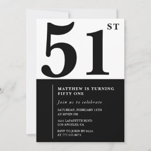 Invitations de 51e anniversaire Black and White El