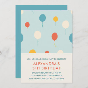Invitations de 5e anniversaire Balloons Moderne