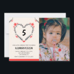 Invitations de 5e anniversaire pour son coeur flor<br><div class="desc">Invitations de 5e anniversaire pour ses Flowers Heart moderne</div>