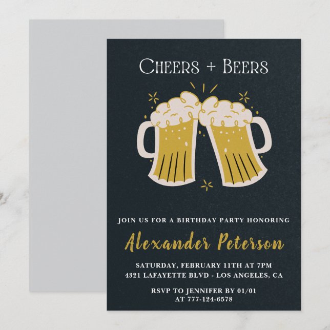 Invitations de 60e anniversaire Cheers Beers Rusti (Devant / Derrière)