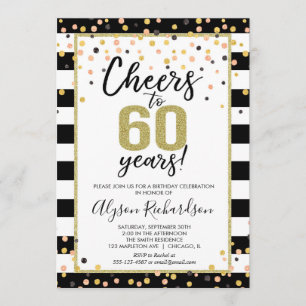 Invitations de 60e anniversaire, en noir et or