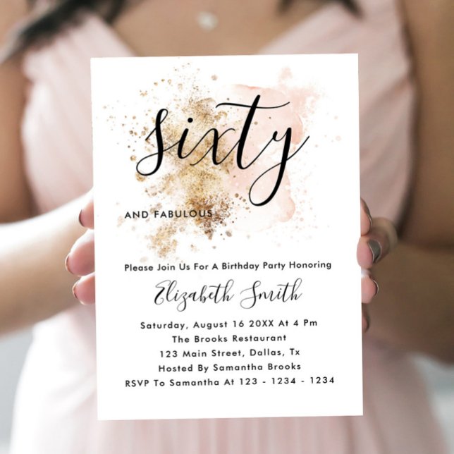 Invitations de 60e anniversaire Pink and Gold (Créateur téléchargé)
