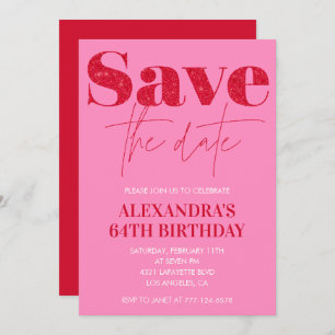 Invitations de 64e anniversaire Chic Pink Enregist