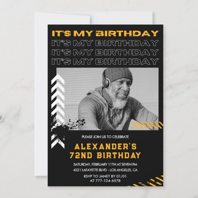 Invitations de 72e anniversaire moderne Hommes Pho (Devant)