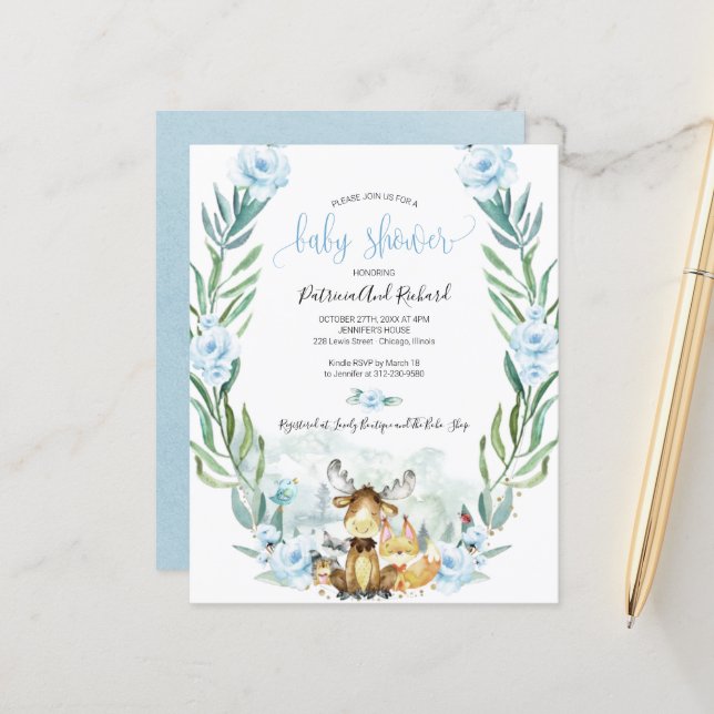 Invitations de Baby Shower adorables à petit budge (Devant/Arrière en situation)