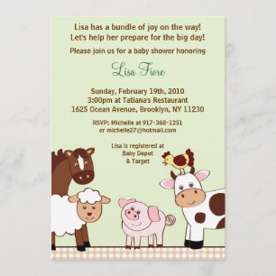 Invitations de baby shower d'animaux de garderie