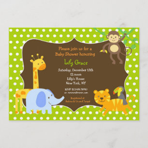 Invitations de baby shower d'animaux de safari de
