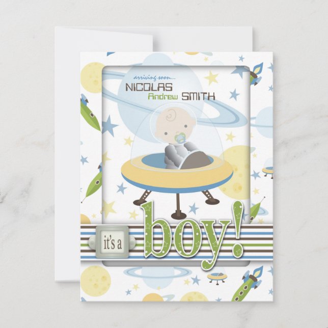 Invitations de baby shower d'astronaute de (Devant)