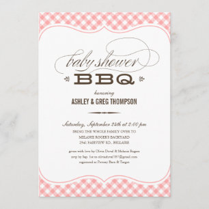 Invitations de baby shower de BBQ - nappe rose