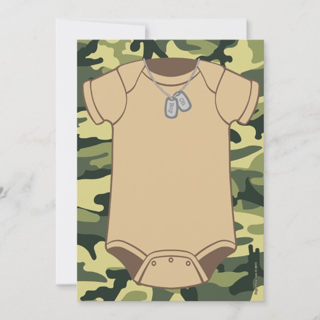 Invitations de baby shower de camouflage (Devant)