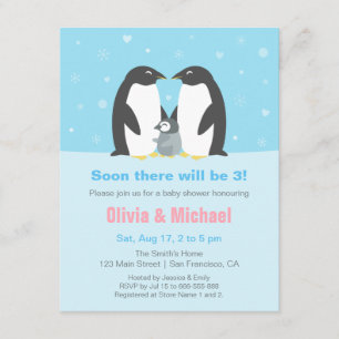 Invitations de baby shower de famille de pingouin