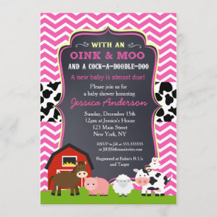 Invitations de baby shower de ferme de basse-cour