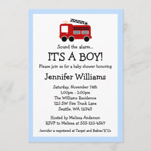 Invitations de baby shower de garçon de camion de