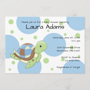 Invitations de baby shower de garçon de tortue de