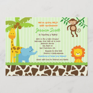 Invitations de baby shower de jungle de safari