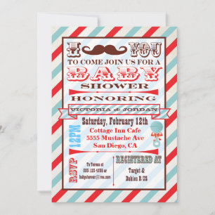 Invitations de baby shower de moustache