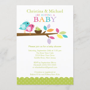 Invitations de baby shower de nid d'oiseau de bébé
