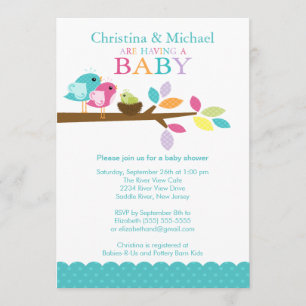 Invitations de baby shower de nid d'oiseau de bébé