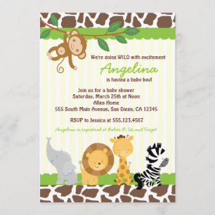 Invitations de baby shower de singe de jungle de