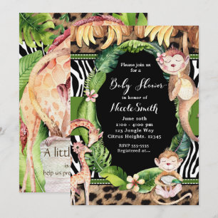 Invitations de baby shower de singe et de girafe