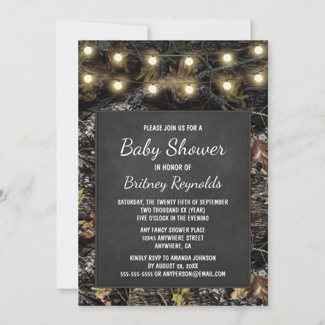 Invitations de baby shower de tableau de Camo de (Devant)