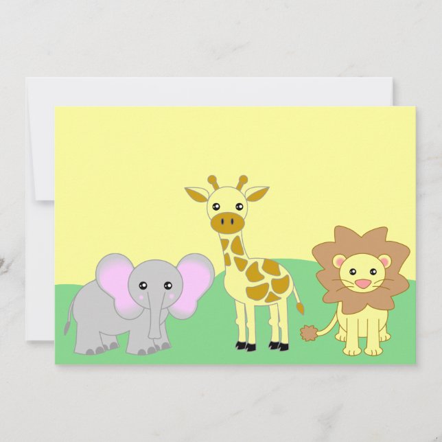 Invitations de baby shower des animaux 5x7 de bébé (Devant)