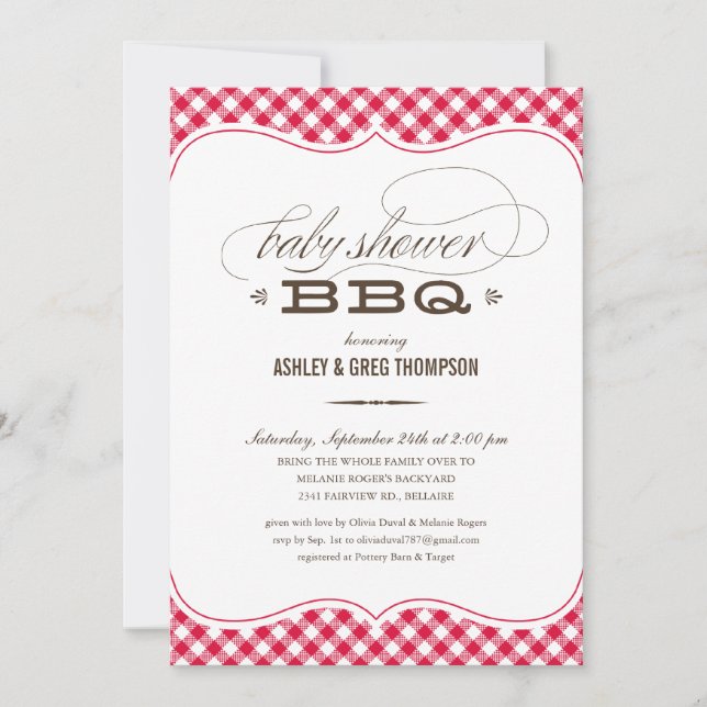 Invitations de baby shower du BBQ du couple (Devant)
