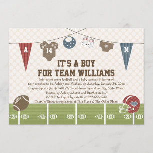 Invitations de baby shower du football de Co-Ed de