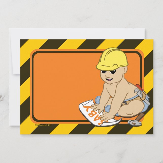 Invitations de Baby Shower en construction (Devant)