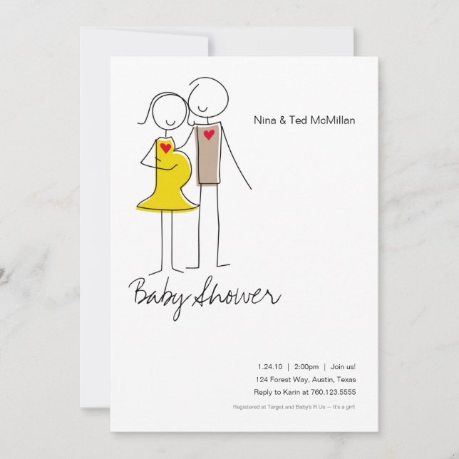 Invitations de Baby shower en couple 5x7 attendues (Devant)