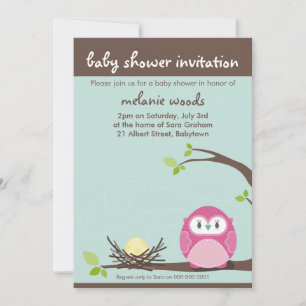 INVITATIONS DE BABY SHOWER : : hibou + nid 1P