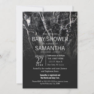 Invitations de Baby showers modernes en noir et Ma