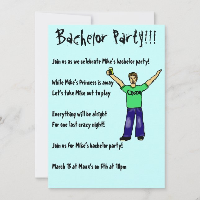Invitations de Bachelor Party personnalisées !!! (Devant)