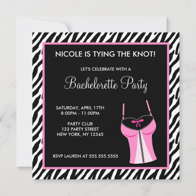 Invitations de bachelorette de nuit pour dames (Devant)