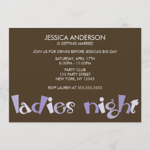 Invitations de bachelorette de nuit pour dames