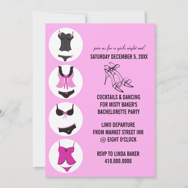 Invitations de Bachelorette Party (Devant)