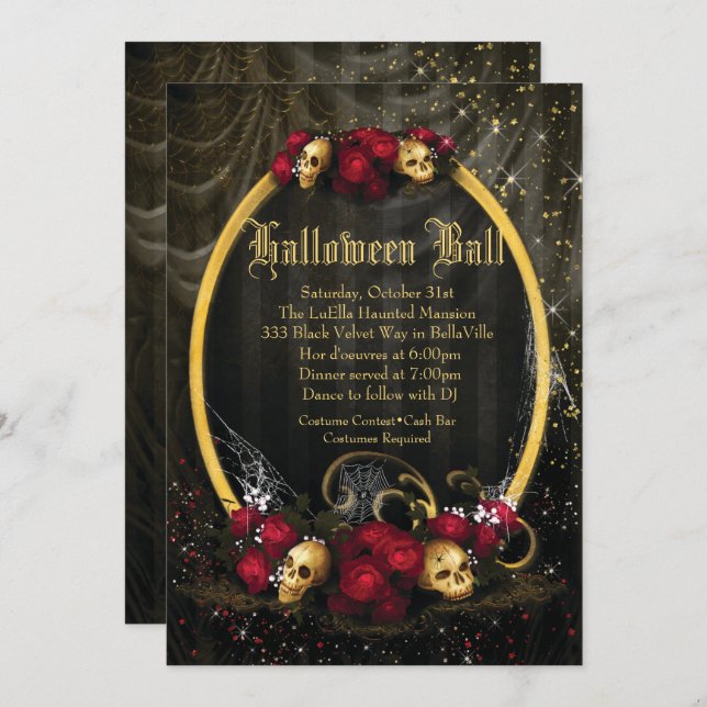 Invitations de bal costumé de Halloween (Devant / Derrière)