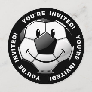 Invitations de balle de soccer souriant