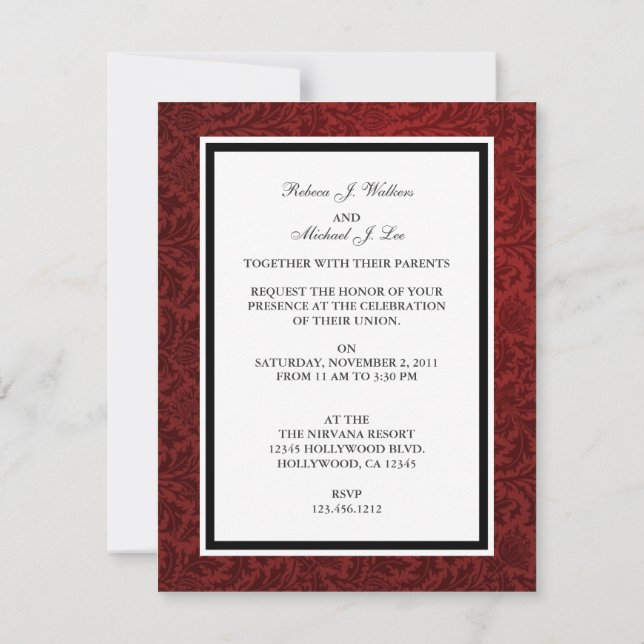 Invitations de bande de mariage élégantes (Dos)