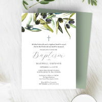 Invitations de baptême Branche d'olivier religieux