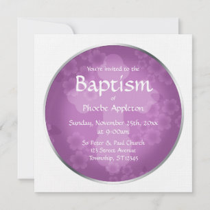 Invitations de baptême d'Améthyste de filière flor