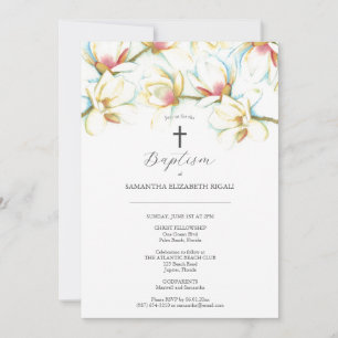 Invitations de baptême Fleurs d'aquarelle Godparen