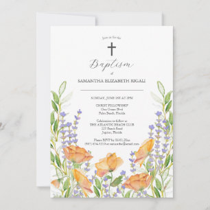 Invitations de baptême florale Fleurs sauvages d'a