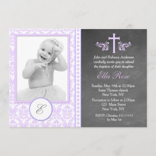 Invitations de baptême pourpre