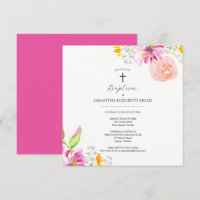 Invitations de baptêmes roses pour les fleurs de f