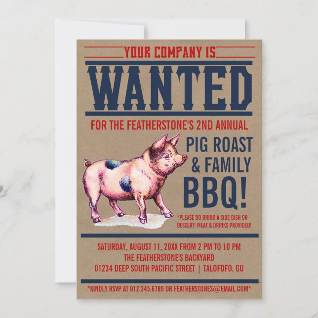 Invitations de barbecue de la famille de rôtis de  (Devant)
