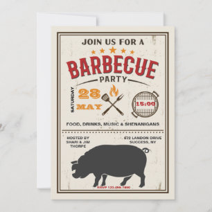Invitations de barbecue de porc