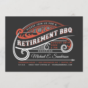 Invitations de barbecue Retro Retro Retirement Vin