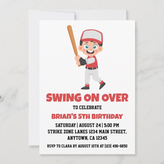 Invitations de base-ball pour enfants sportifs (Devant)